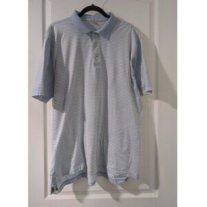 Peter Millar | Blue Striped Matte Cotton Lisle Polo